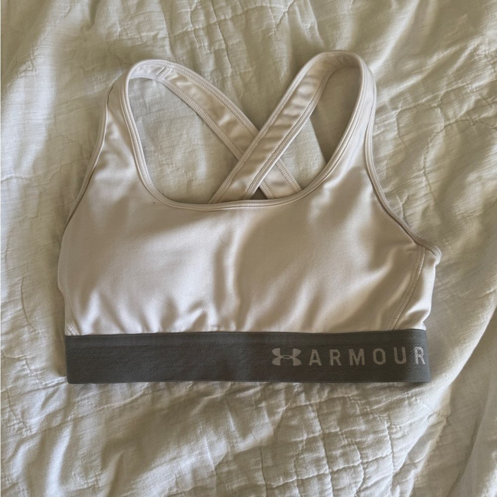 Under Armour White and Grey Sports Bra Size Small - Picture 3 of 9